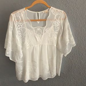 Meadow Rue White Blouse with Tank-top Liner, Small